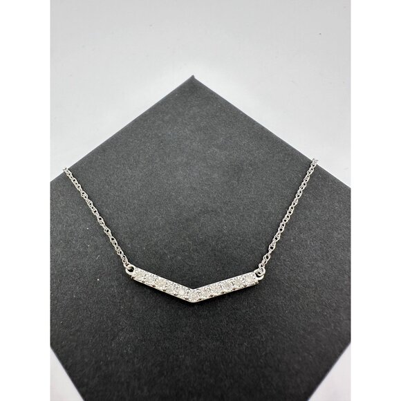 Chevron Illusion Set Diamond Bar Necklace - Picture 9 of 10